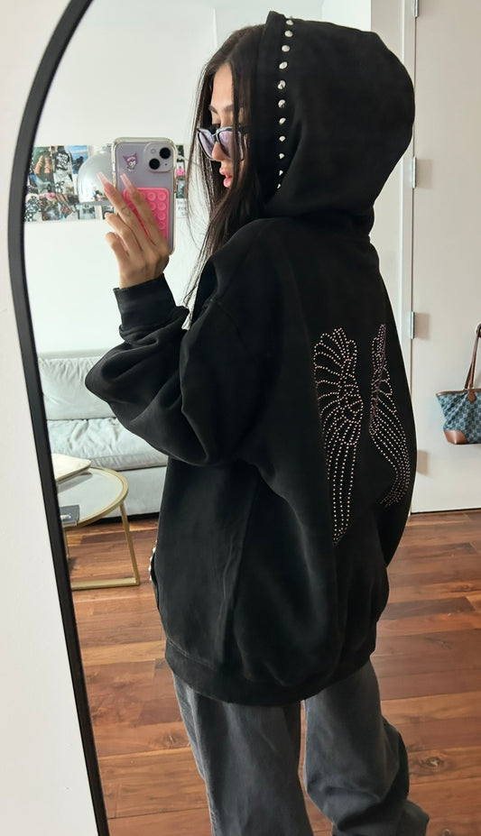 PINK AND BLACK RHINESTONE ANGEL WINGS (PRE- ORDER)