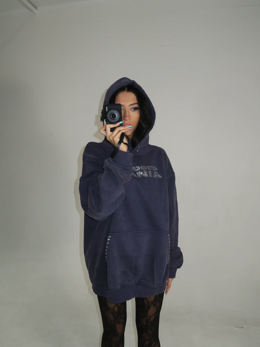 NAVY RHINESTONE HOODIE (PRE-ORDER)